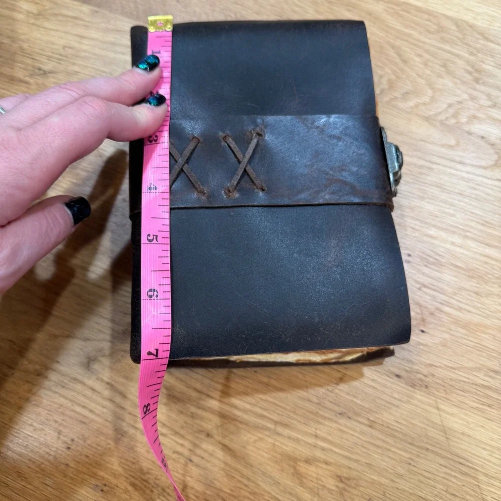Handmade Leather Journal Dark Brown Distressed Deckle Edge Paper Clasp 7x5